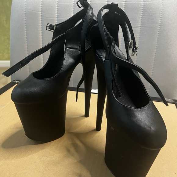 Pleaser Black Platform Stilettos - Picture 1 of 2